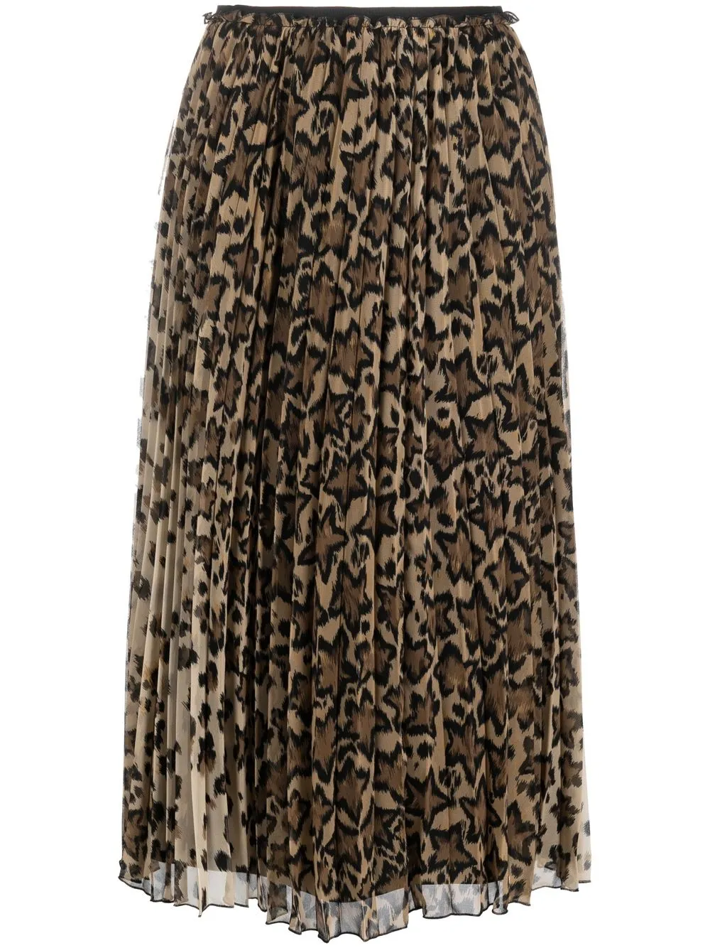 

RED Valentino star leopard print pleated skirt - Neutrals