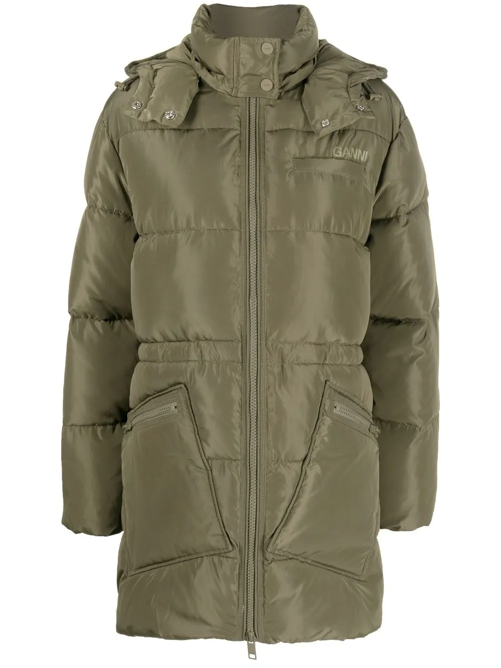 

GANNI Oversized Tech puffer midi jacket - Green