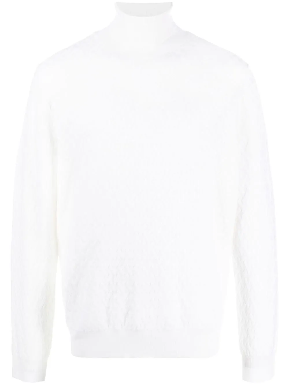 

Canali intarsia-knit roll neck wool jumper - White