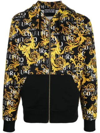 希少【Versace Jeans Couture】バロックプリントジップフーディ Versace Jeans Couture バロックプリント ジップアップパーカー