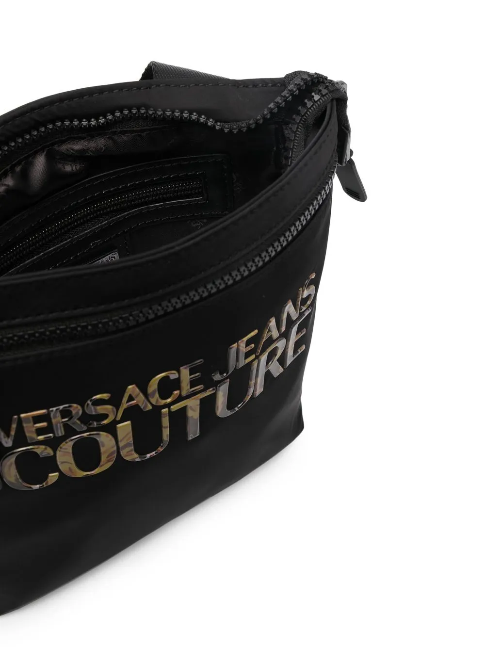 Shop Versace Jeans Couture Logo-embellished Messenger Bag In Black