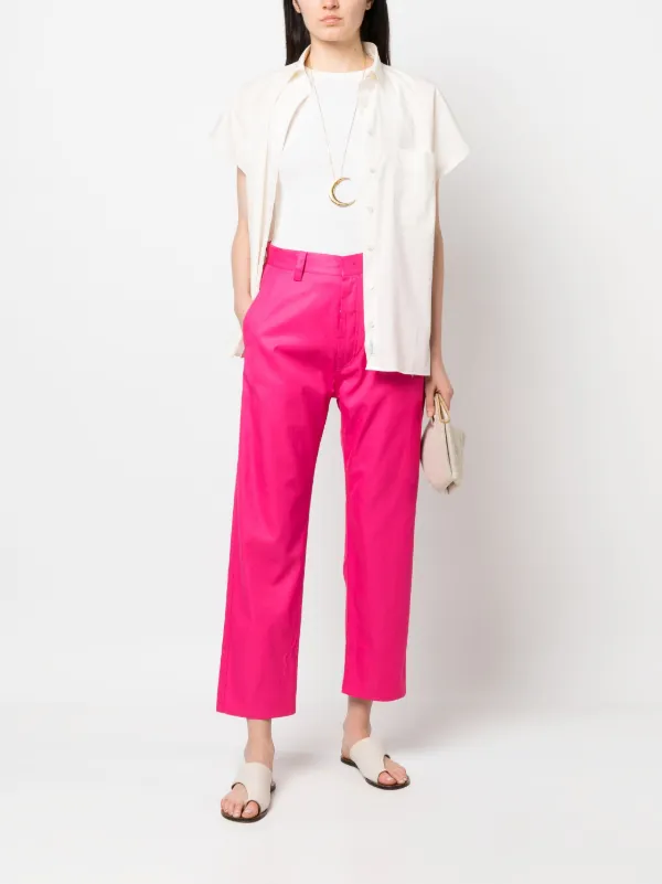 Sofie D'hoore straight-leg Cropped Cotton Trousers | Pink