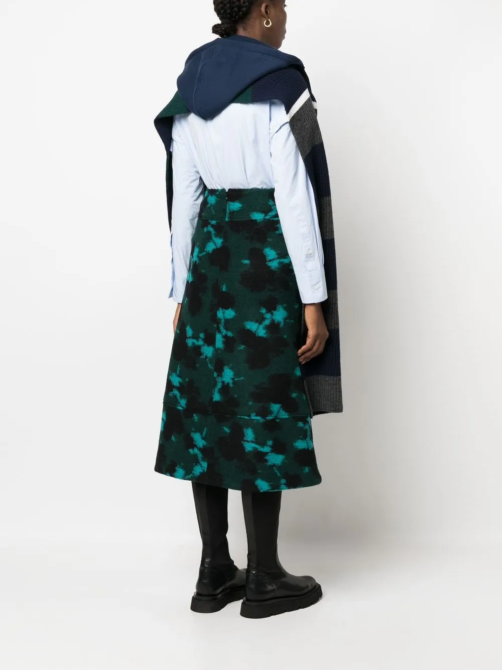 Colville Stripe-pattern Wool Scarf Hoodie In Blue