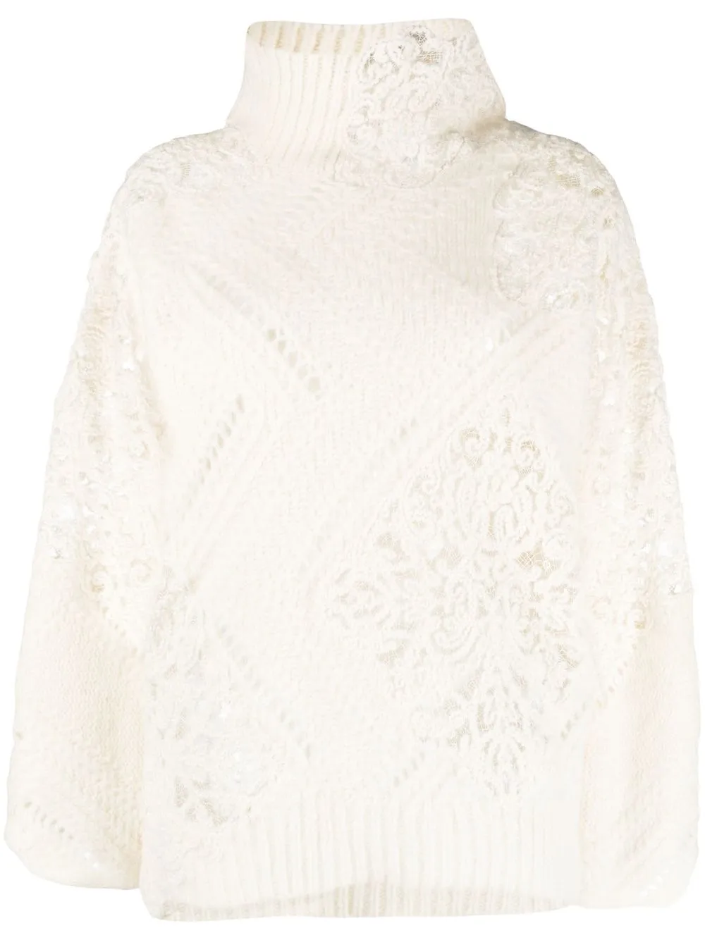 

Ermanno Scervino lace-detail mix-knit jumper - White