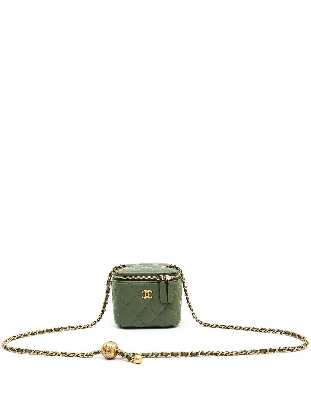 

CHANEL Pre-Owned 2021-2022 CC diamond-quilted vanity bag - Green