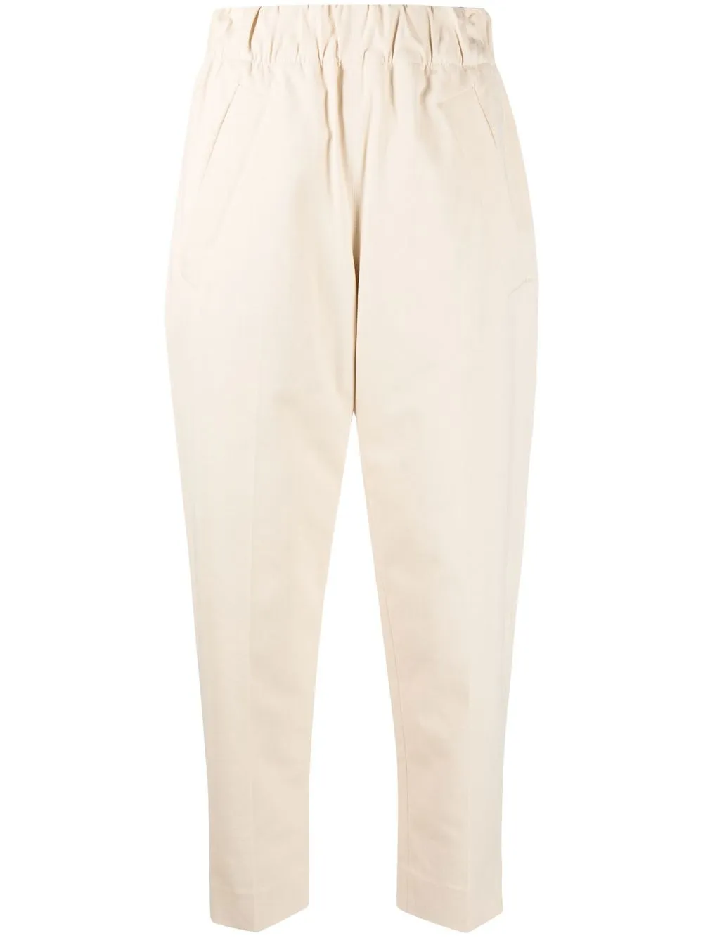 

Tela pantalones elásticos tapered - Blanco