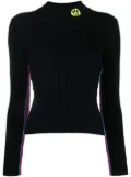 BARROW smiley-patch long sleeve jumper - Black