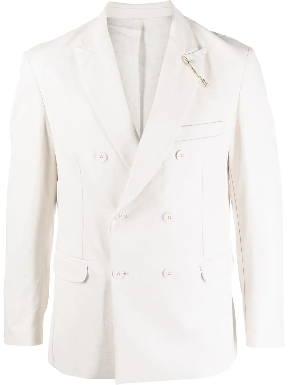 

Family First embellished-brooch double-breasted blazer - Neutrals