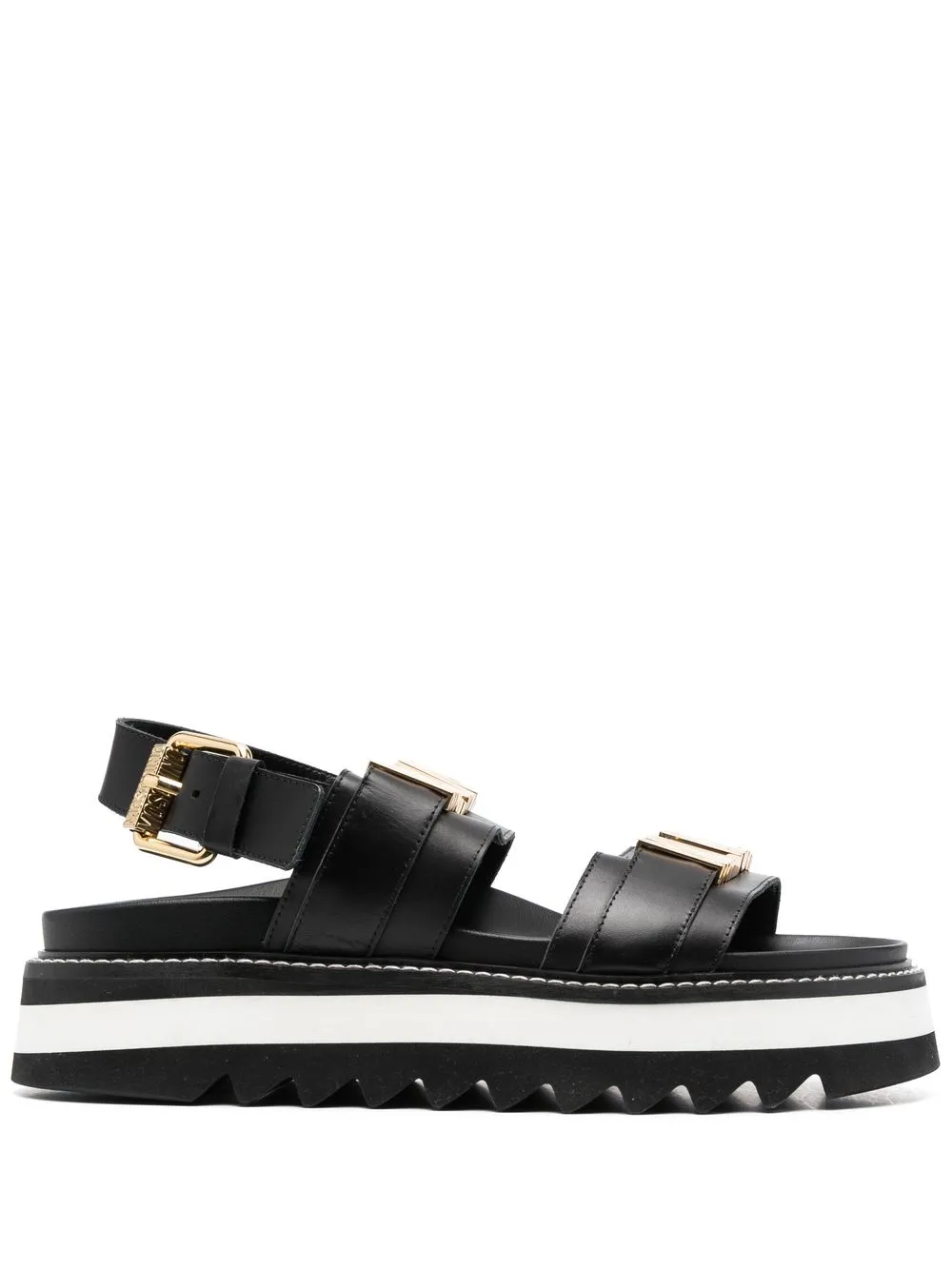 

Moschino logo-plaque touch-strap sandals - Black