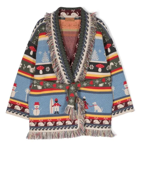 Alanui Kids patterned intarsia knit cardigan