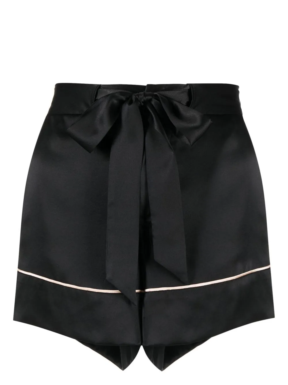 

Kiki de Montparnasse shorts de seda charmeuse con moño en la pretina - Negro