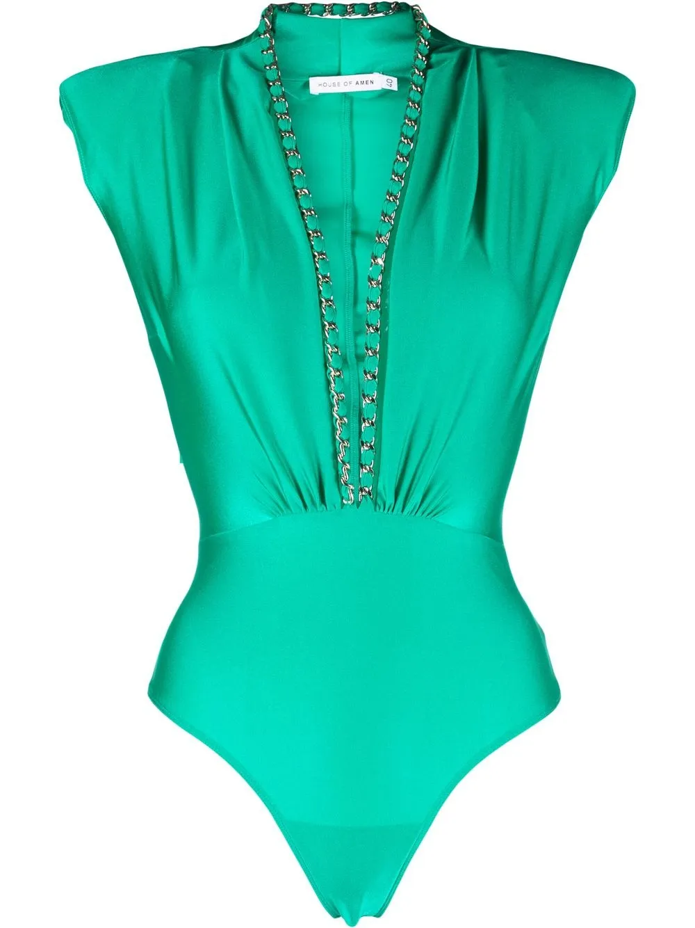 

Amen chain-link V-neck top - Green