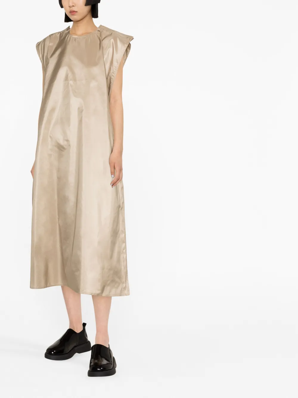 Shop Sofie D'hoore Silk Midi Dress In Brown