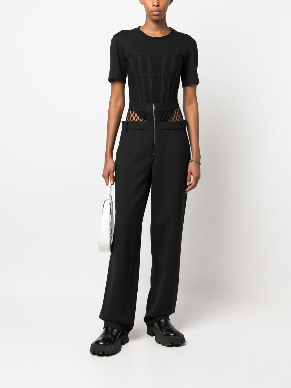 Dion Lee Pantalon met visnet - Zwart