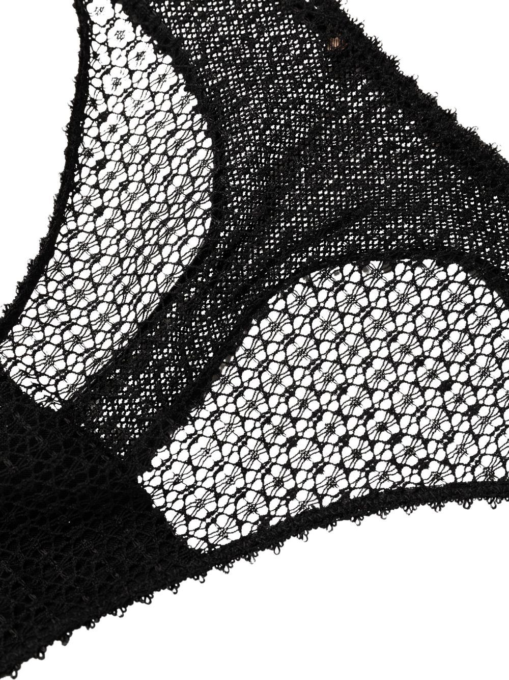 Shop Kiki De Montparnasse Crochet Semi-sheer Thong In Black