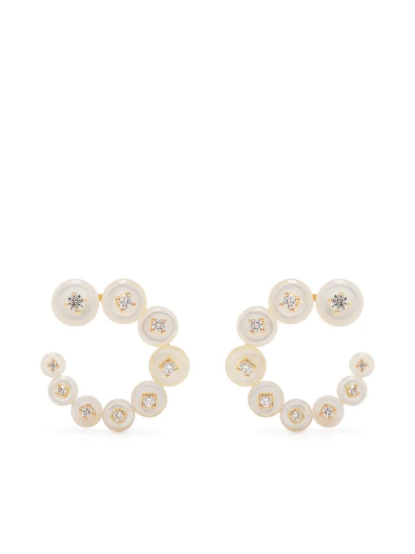 Fernando Jorge 18kt Yellow Gold Small Circle Mother-of-pearl Diamond Earrings
