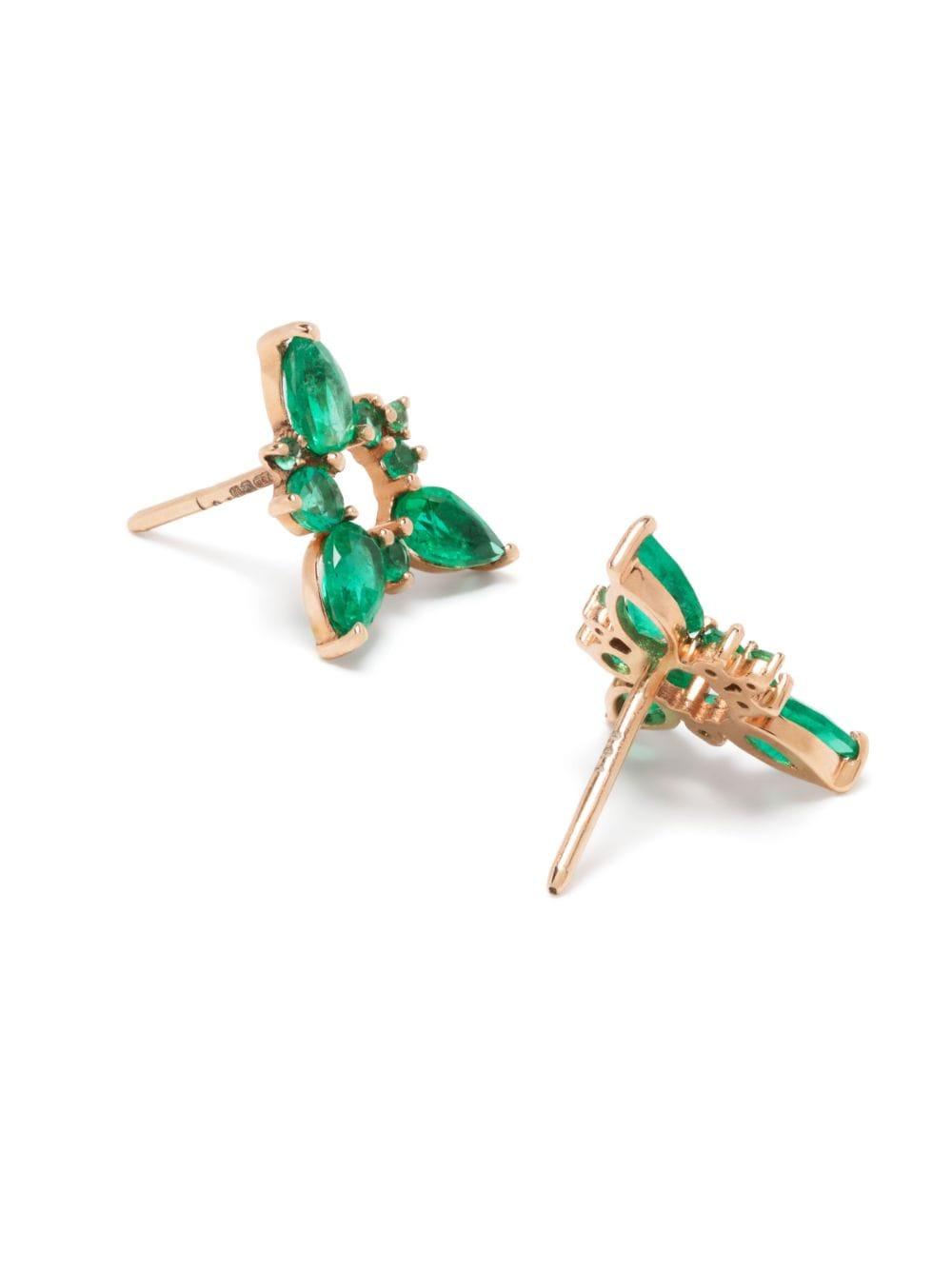 Shop Fernando Jorge 18kt Rose Gold Electric Spark Emerald Stud Earrings