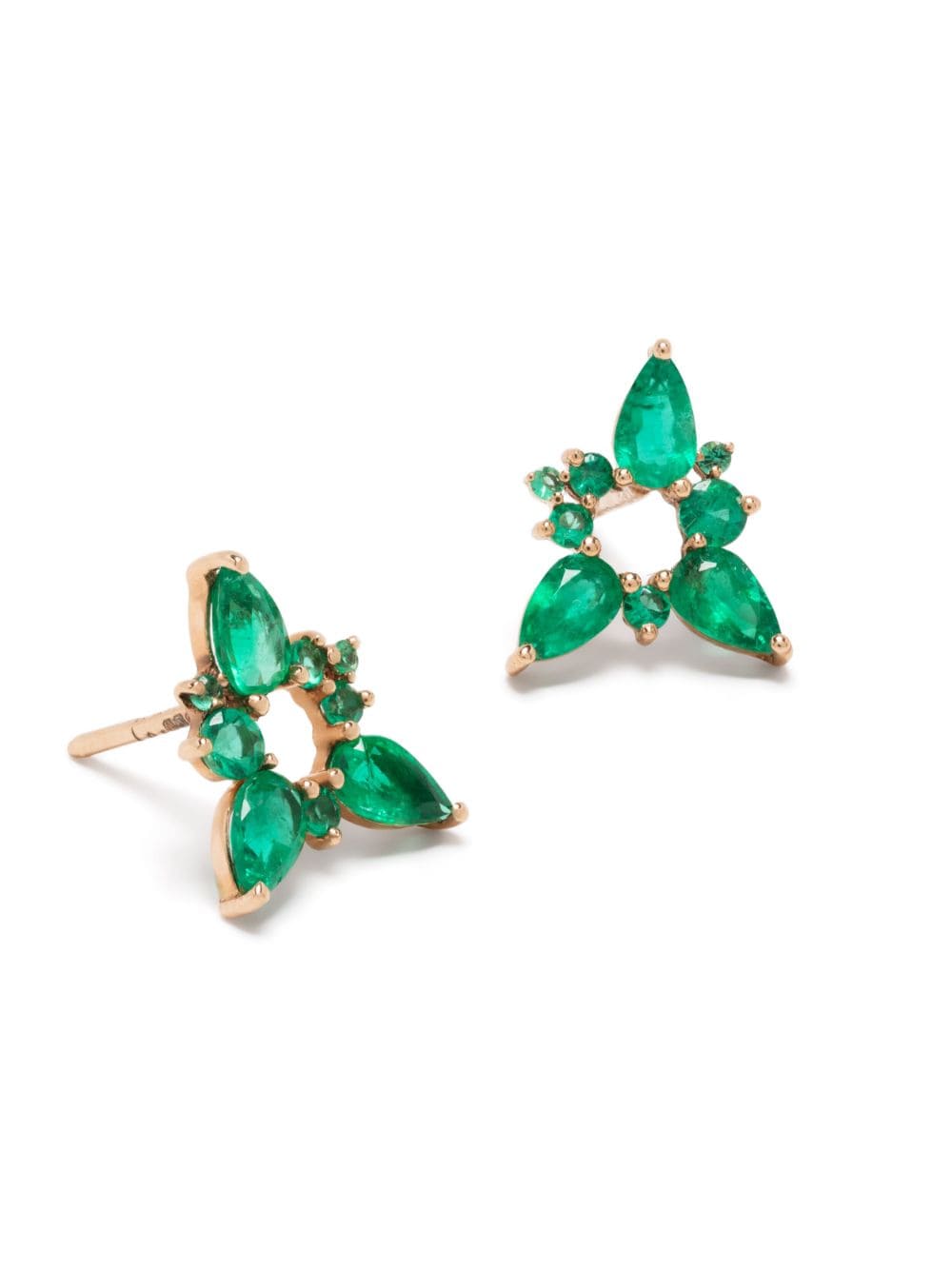 Shop Fernando Jorge 18kt Rose Gold Electric Spark Emerald Stud Earrings