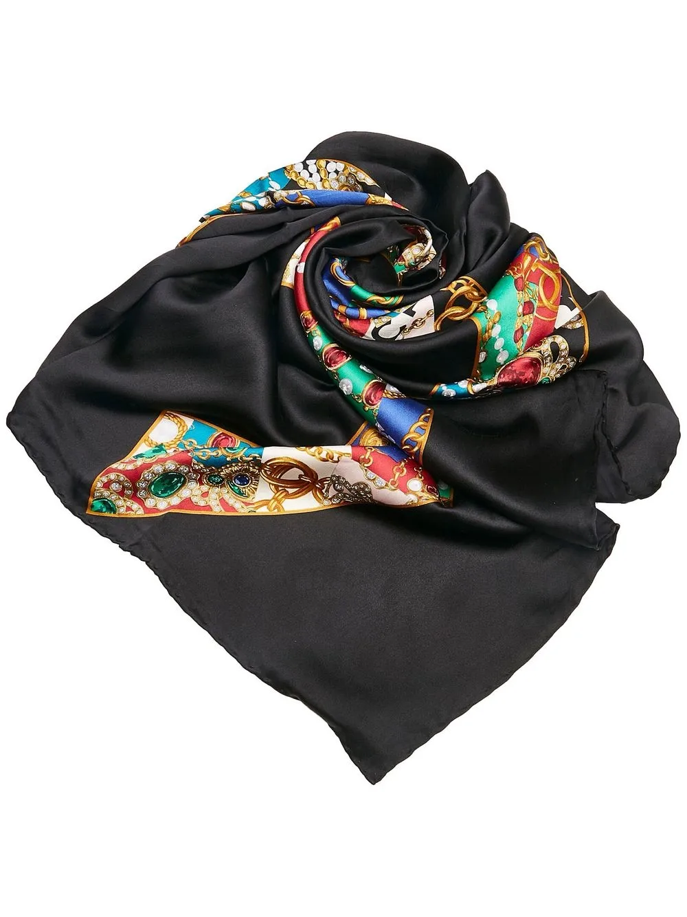 

Chanel Pre-Owned CC logo-print silk scarf - Black