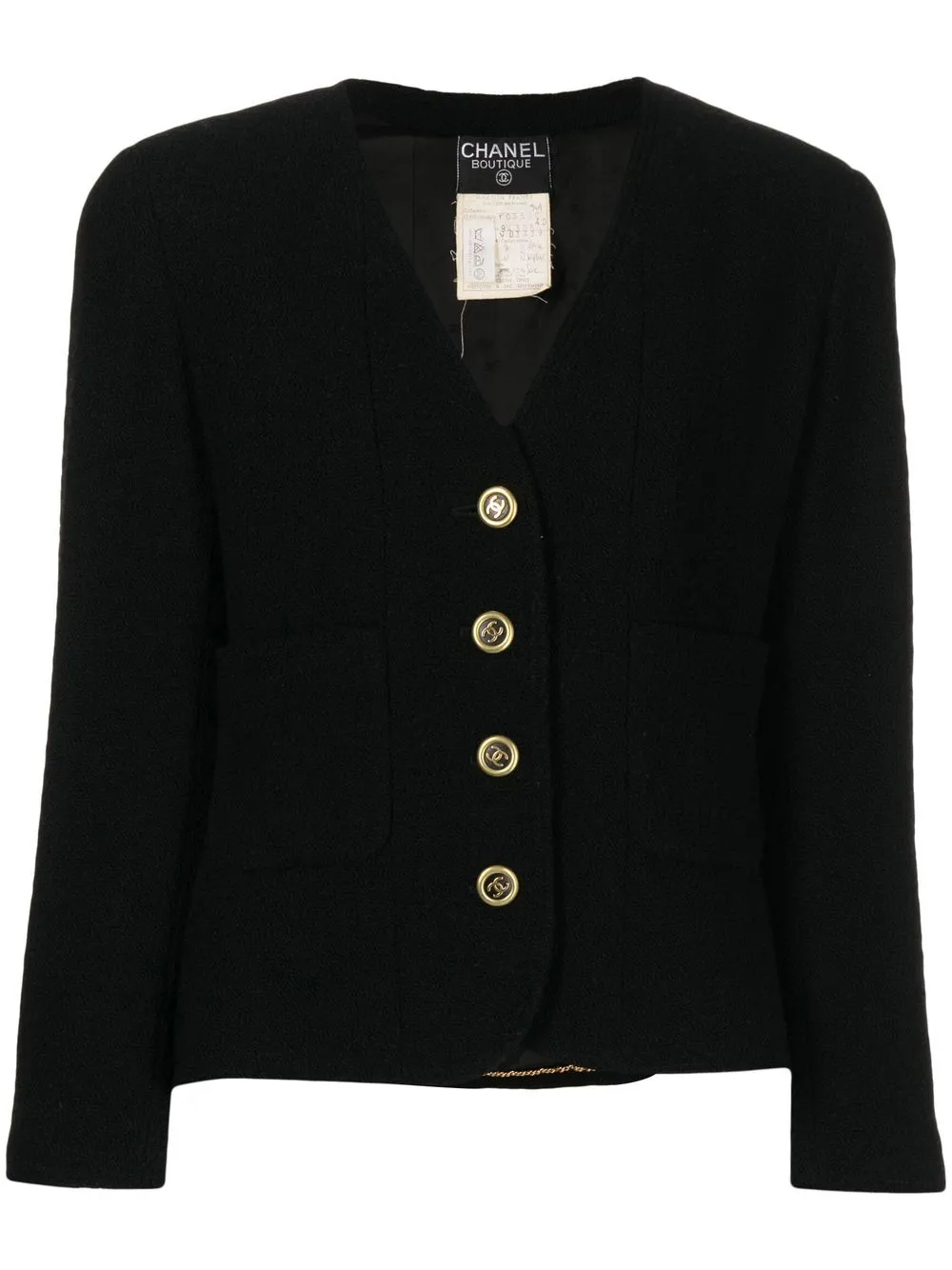 

Chanel Pre-Owned 1995 V-neck wool jacket - Black