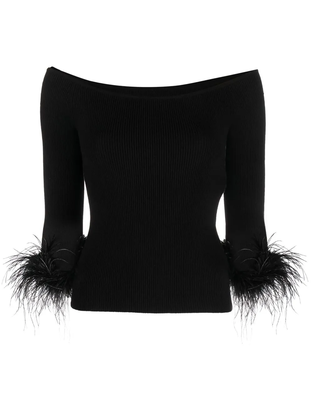 

TWINSET ostrich feather-trim jumper - Black