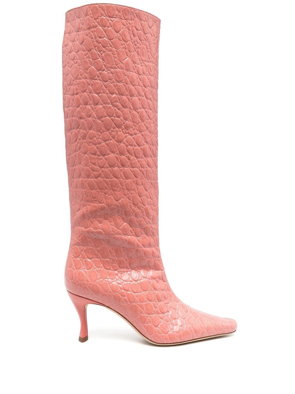 Shop By Far Crocodile-effect Pointed-toe Boots In Pink