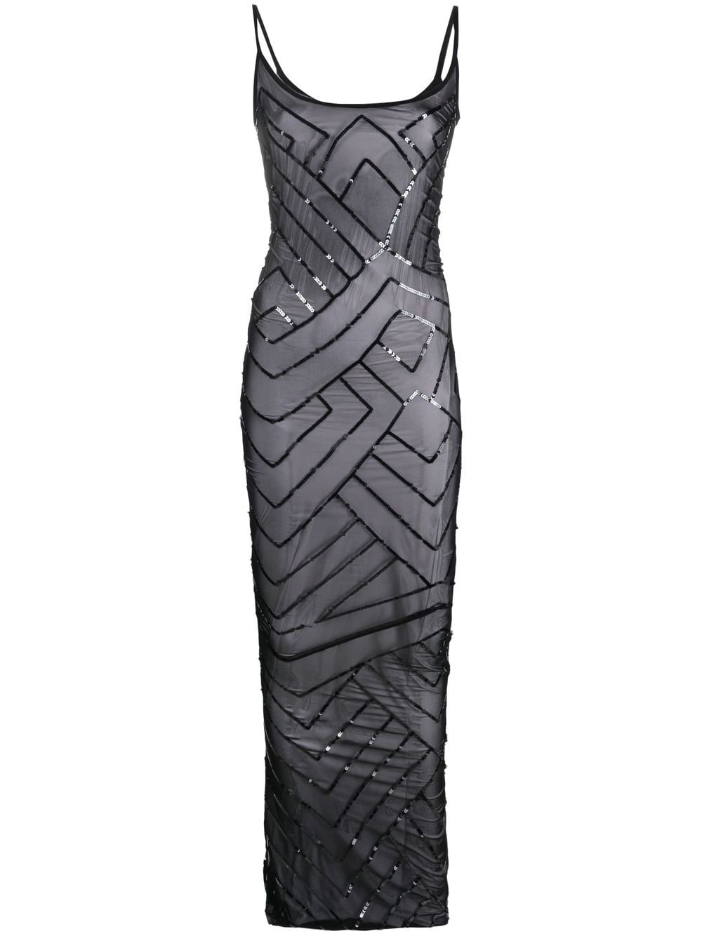 Rick Owens Sequin-embellished Sheer Gown In Black