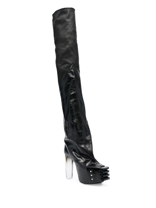 Black thigh high boots platform best sale