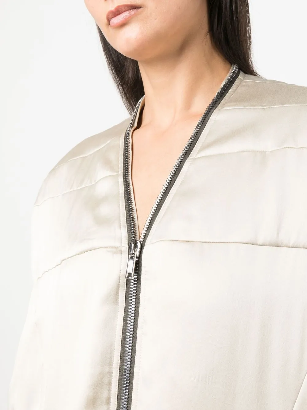 Rick Owens Padded Zip-up Jacket In Neutrals