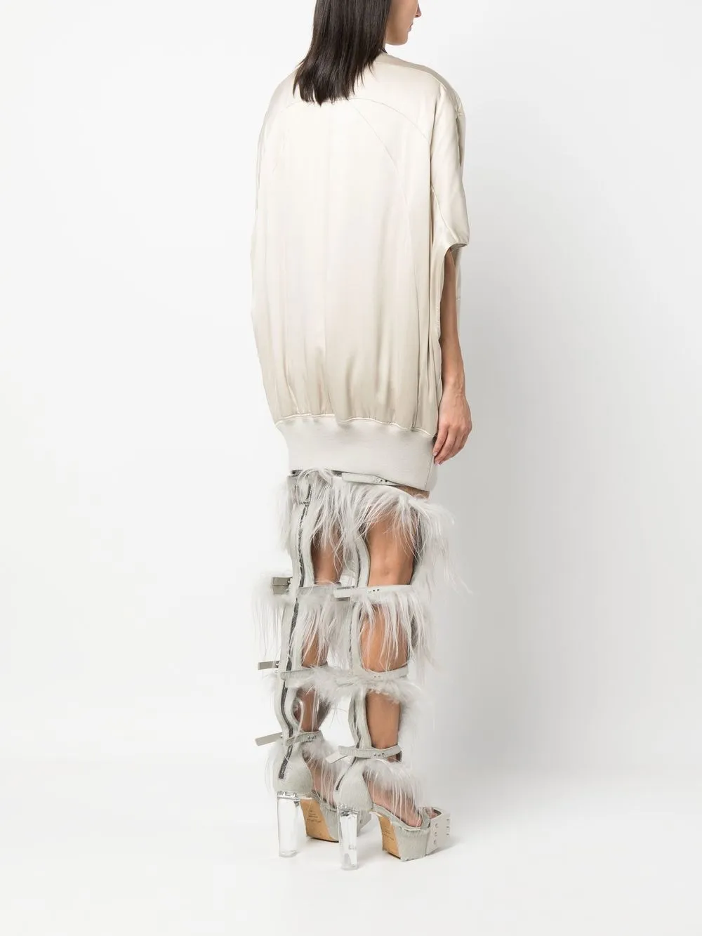 Rick Owens Padded Zip-up Jacket In Neutrals