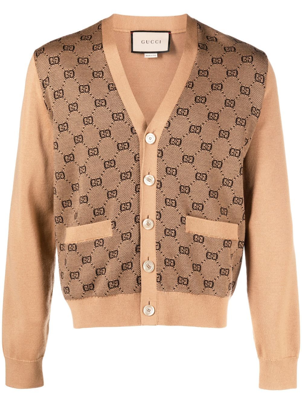 Shop Gucci All-over Gg-print Cardigan In Neutrals