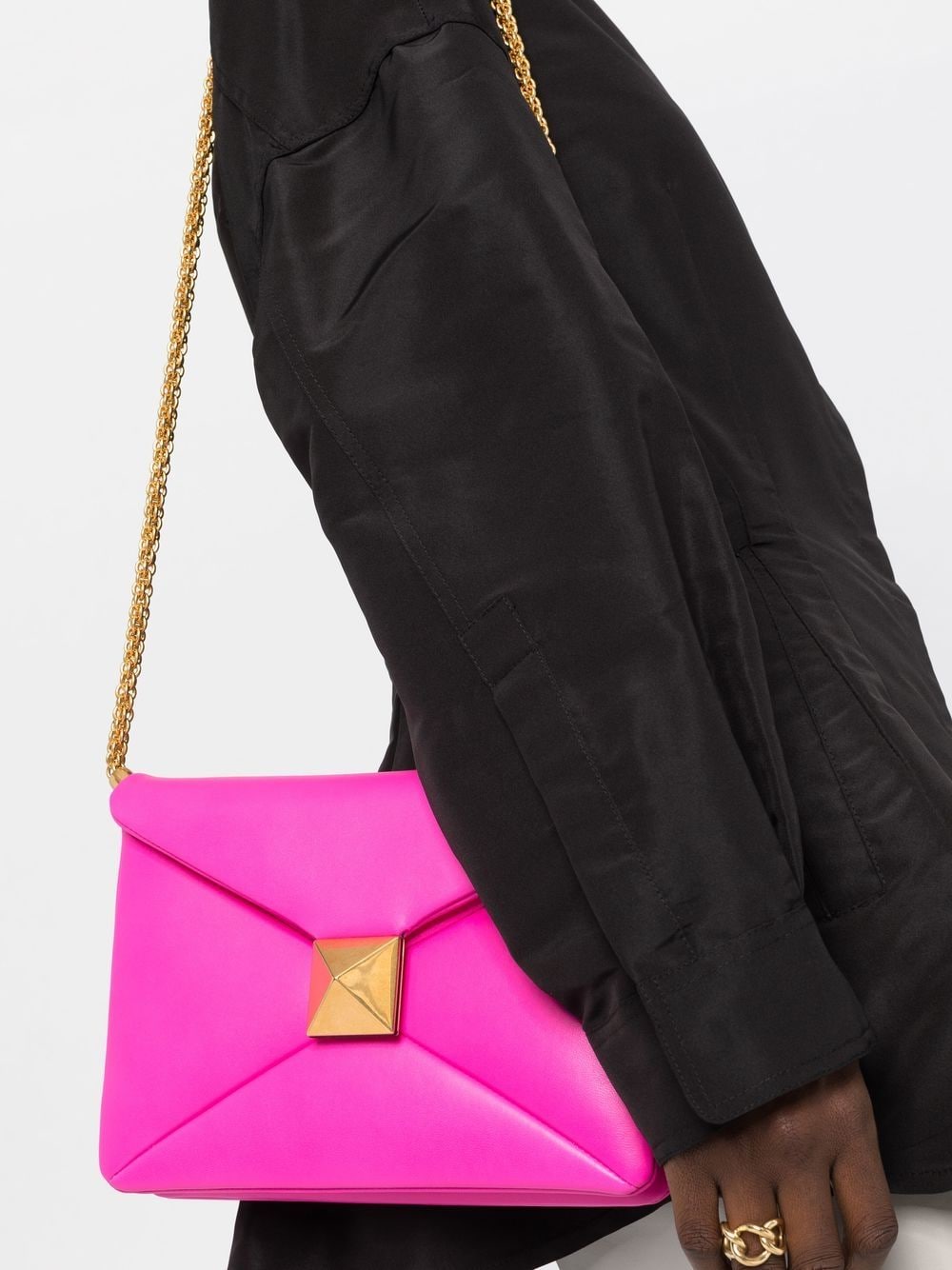 Shop Valentino One Stud Leather Shoulder Bag In Pink