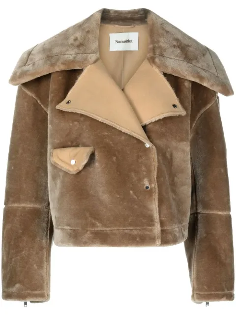 Nanushka faux-fur biker jacket