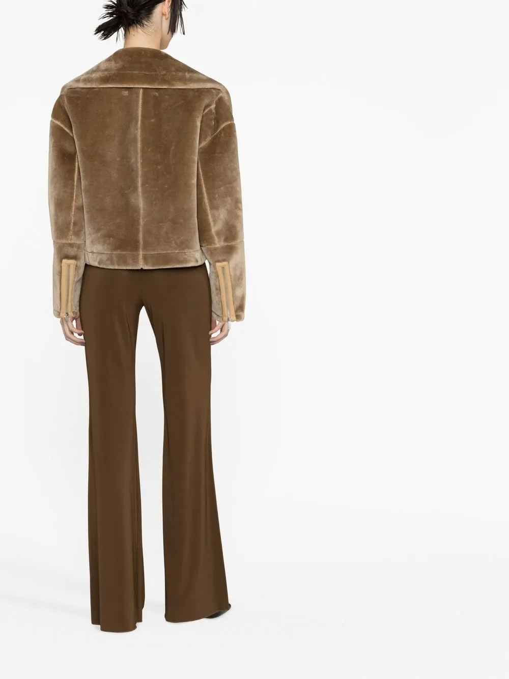 Nanushka Faux-fur Biker Jacket In 褐色