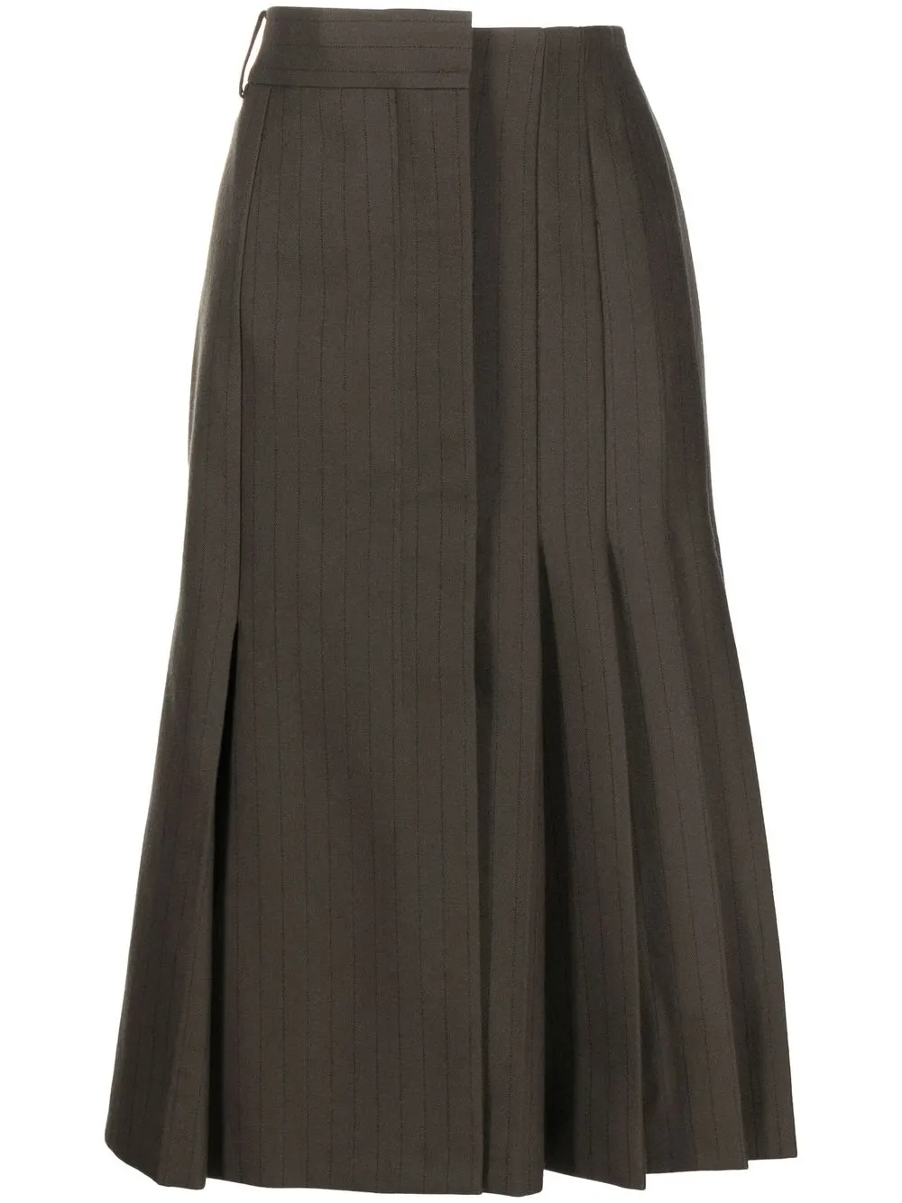 

sacai flared pleated wool skirt - Green