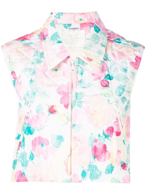 CHANEL 1990-2000s floral diamond-quilted vest Women