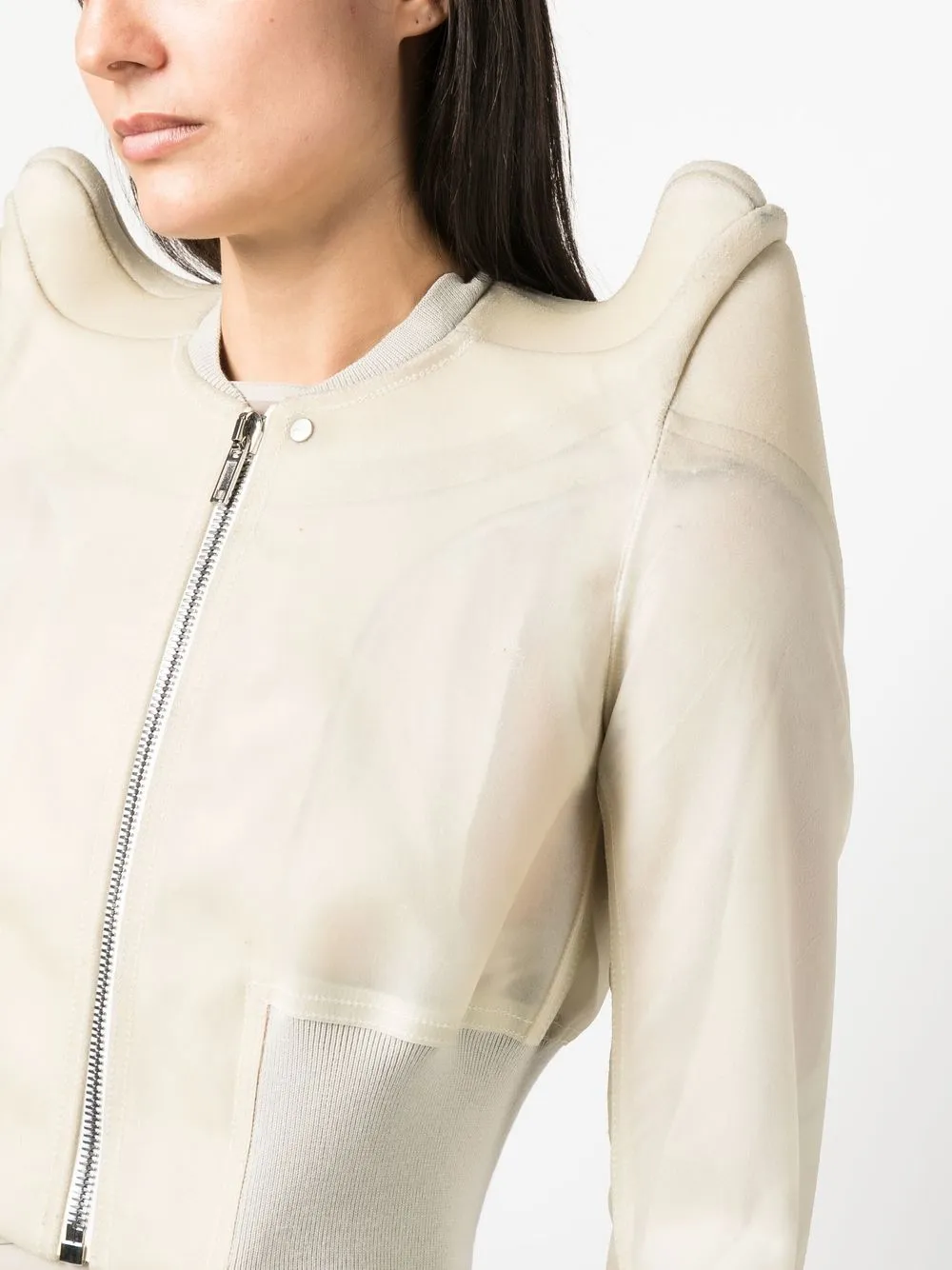 Rick Owens Cropped Zip-up Jacket In Neutrals
