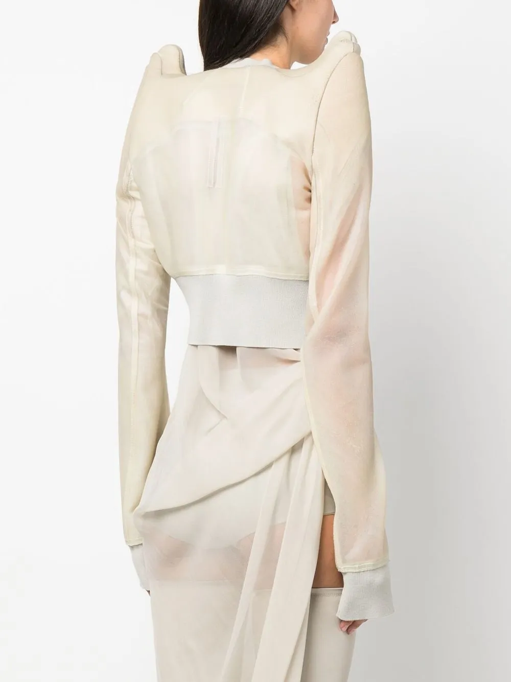 Shop Rick Owens Cropped Zip-up Jacket In Neutrals