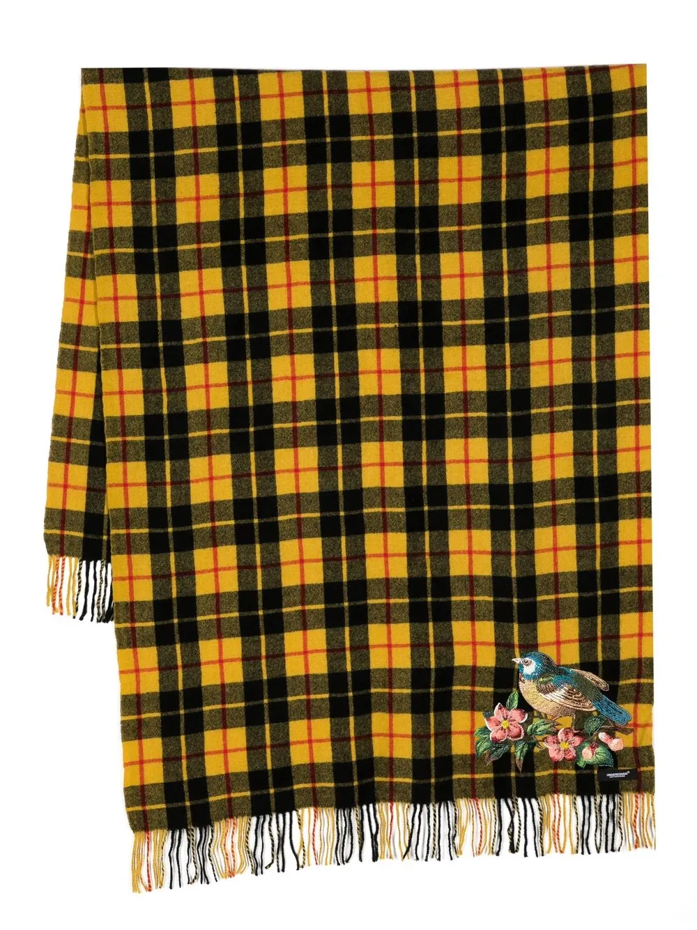 

Undercover embroidered tartan scarf - Yellow