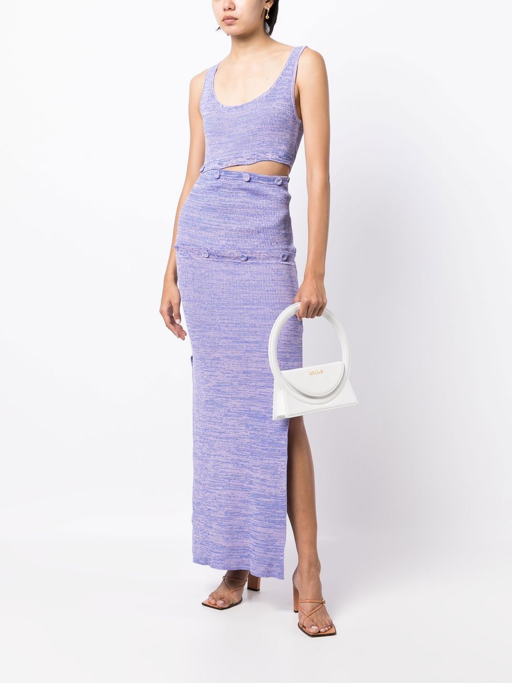 Shop Christopher Esber Buttoned-panel Knit Dress In Purple
