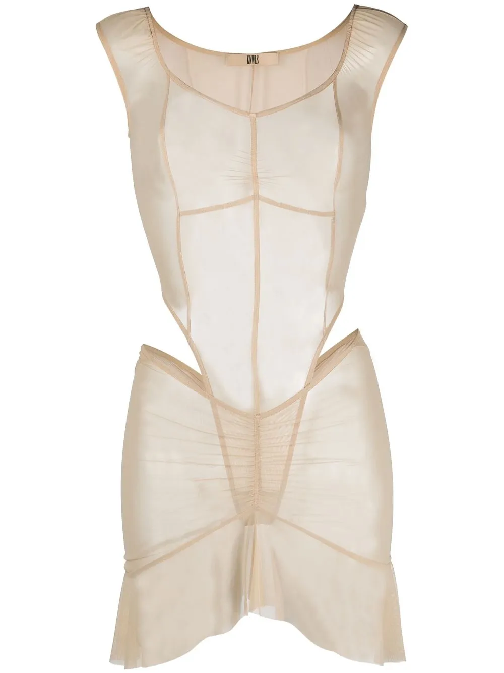 

KNWLS semi-sheer panelled dress - Neutrals