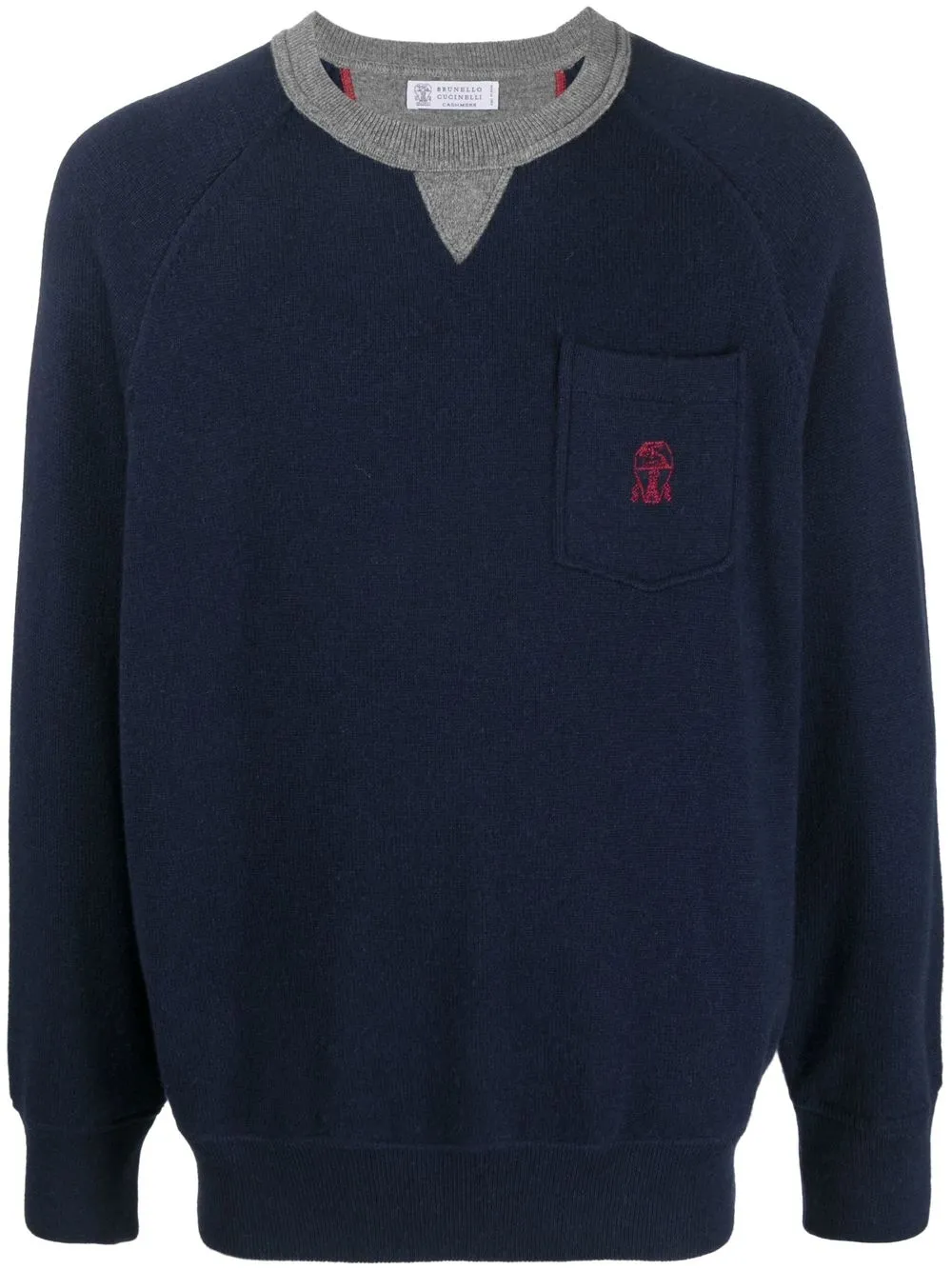 

Brunello Cucinelli sudadera manga larga con motivo bordado - Azul