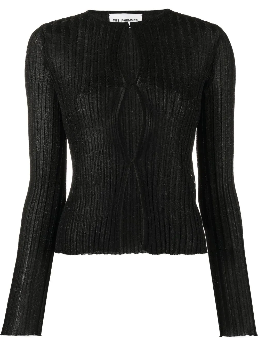 

DES PHEMMES ribbed-knit crew-neck cardigan - Black