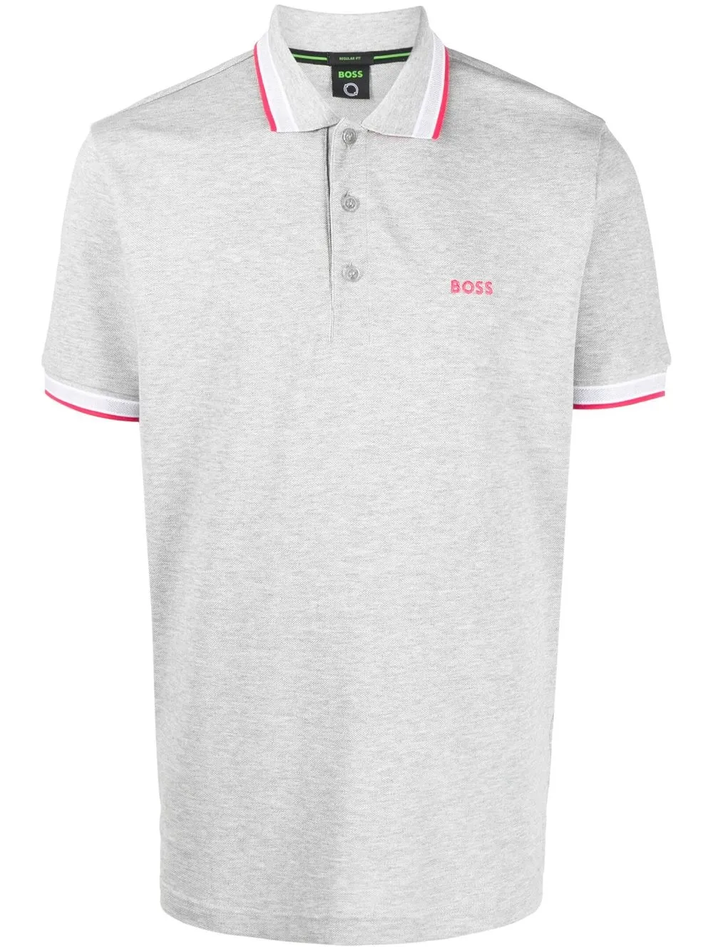

BOSS logo-embroidered polo shirt - Grey