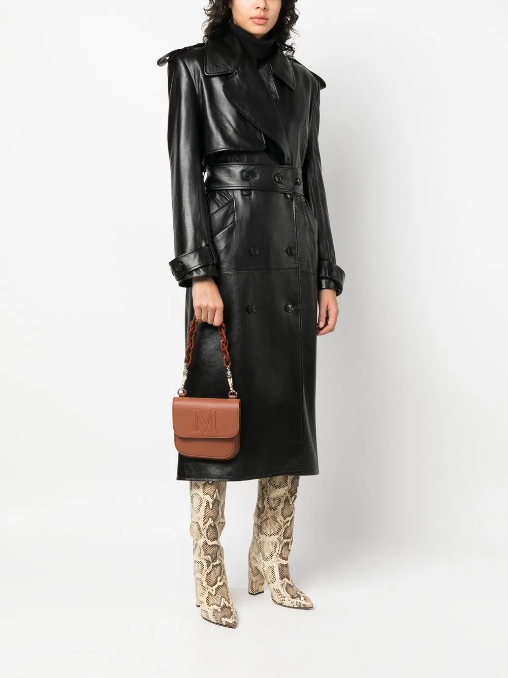 Max Mara Mini-tas met logo-reliëf - Bruin