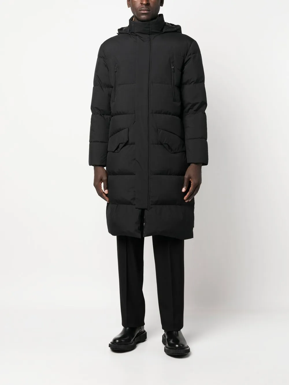 Shop Herno Padded Hooded Down Coat In Black