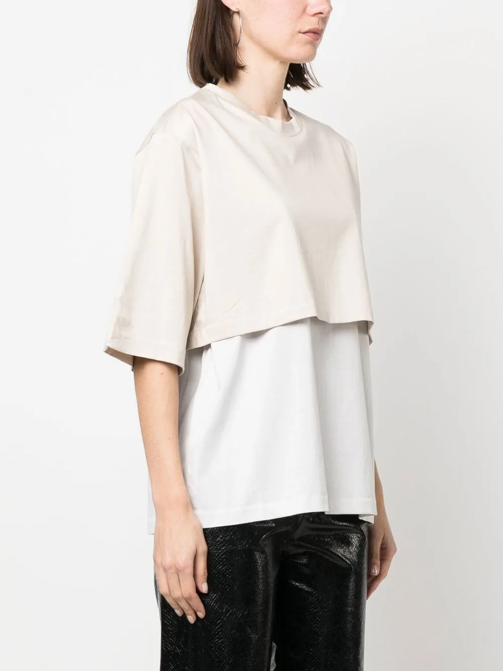 Sofie D'hoore Crew Neck Short-sleeved Layered T-shirt In Neutrals