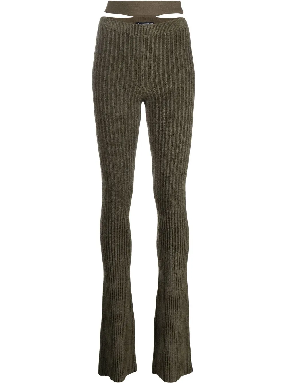 

ANDREĀDAMO ribbed-knit bootcut trousers - Green
