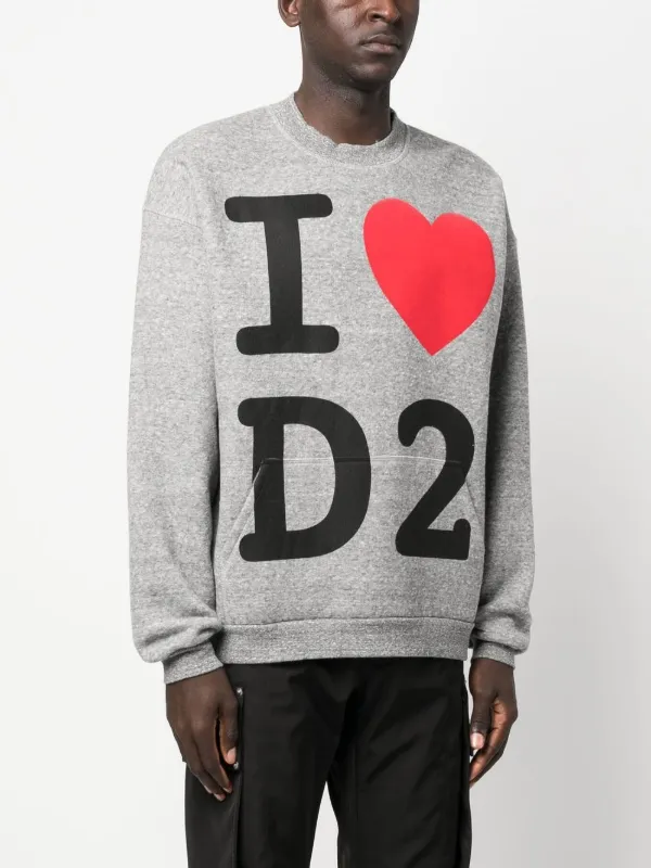 DSQUARED2 Felpa Con Stampa Grigio FARFETCH IT