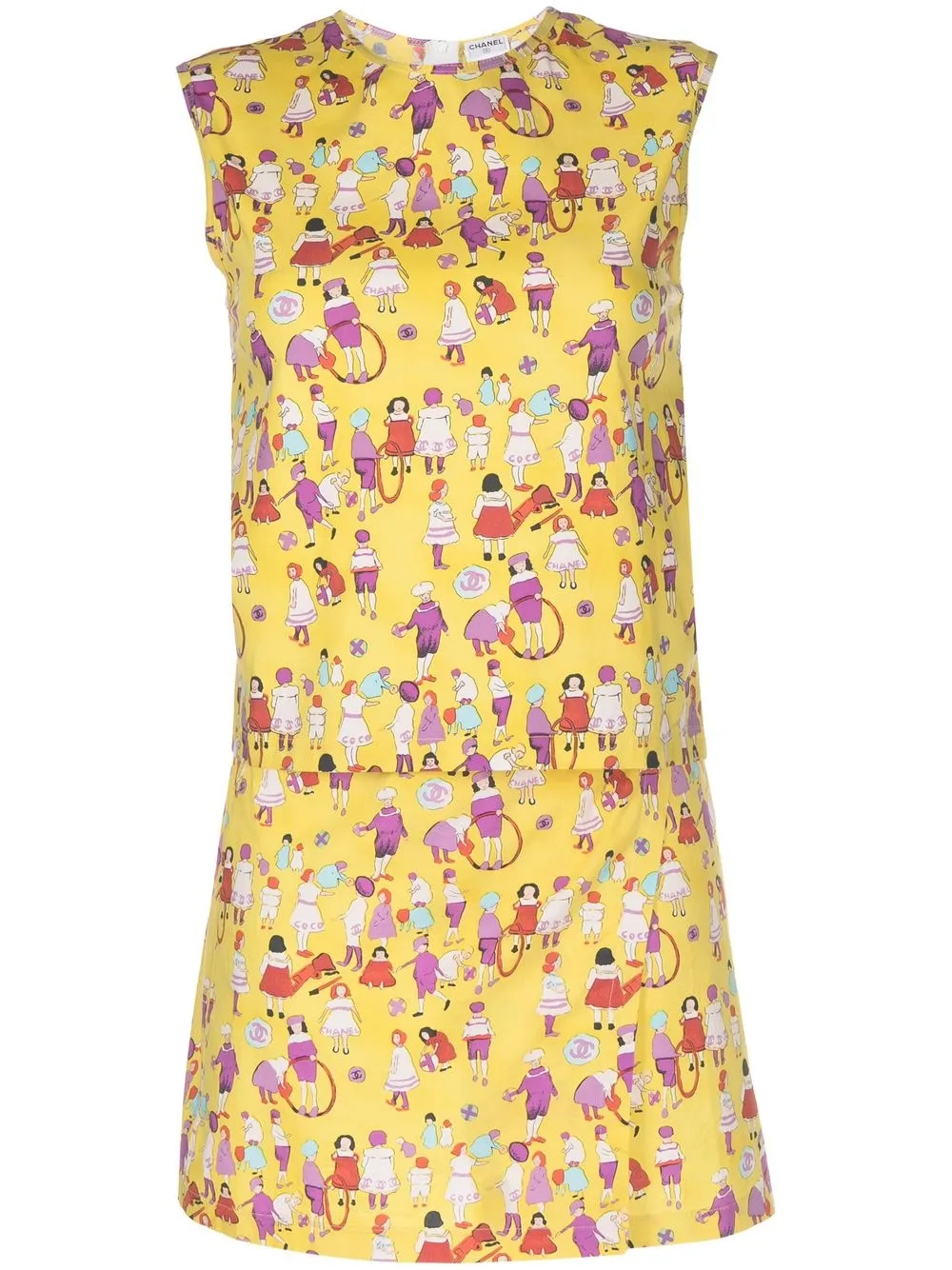 

CHANEL Pre-Owned 2001 children print top and skirt set - Yellow